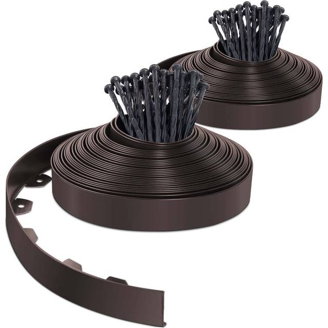 VOUNOT 40m Flexible Lawn Garden Edging Border, Height 5cm - Brown, Brown