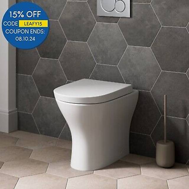 Back to wall toilet btw modern ceramic pan soft close seat space saving white