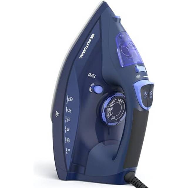 2800W Steam Iron for Clothes with Precision Thermostat Dial, Ceramic Coated Soleplate, 3-Way Auto-Off, Self-Cleaning, Anti-Calcium, Anti-Drip Blue