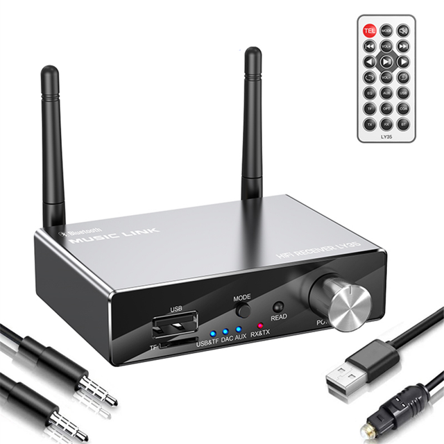 Bluetooth 5.3 Receiver Transmitter Stereo Low Latency AUX 3.5mm Jack Optical Wireless Music Audio Adapter Remote Control