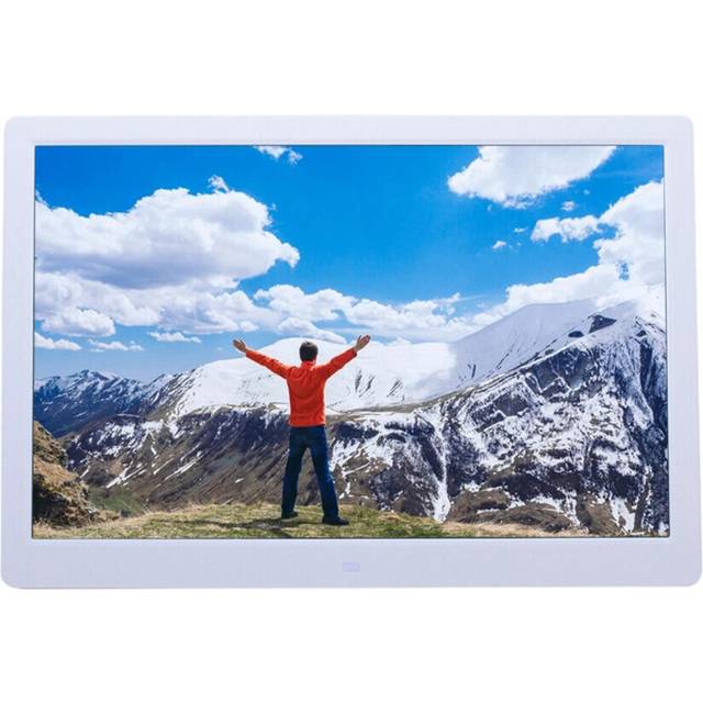 (15 Inch White) Digital Photo Frame with Music/Video/Calendar/Alarm Clock (Remote Control/Black/Non-WiFi) Digital Portrait Holder 1280 * 800 HD IPS Di