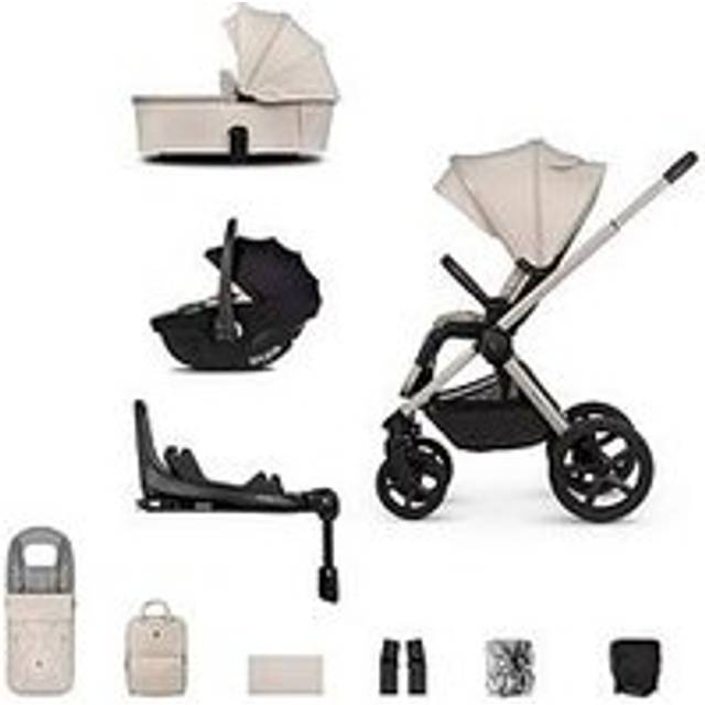Venicci Upline 2 - 3in1 Bundle plus Tiago Beige Car Seat and 360 Base - Stone Beige, Stone Beige/Beige - Tone Beige/Beige