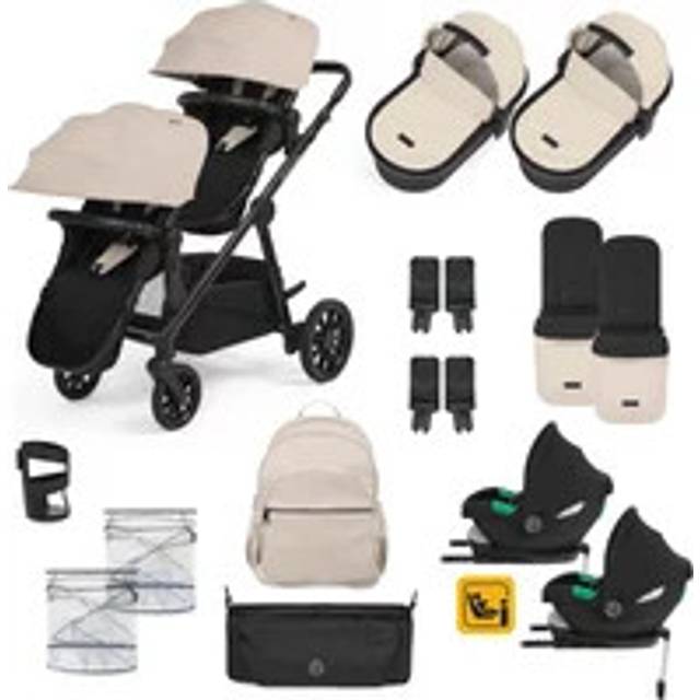 Ickle Bubba Virgo Growing Family 18 Piece Travel System with Cirrus i-Size Car Seat & Isofix Base - Black/Stone/Tan