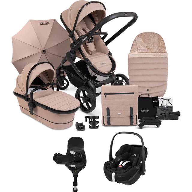 iCandy Peach 7 Complete Travel System Bundle with Maxi Cosi Pebble 360 PRO & Pro Slide Base Cookie Black