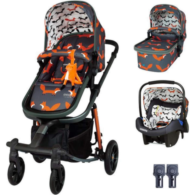 Cosatto Giggle Quad + FREE Port 0+ Car Seat & Adaptors - Charcoal Mister Fox