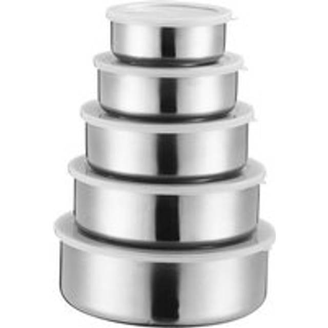 5 pcs Stainless Steel Food Container Sealed Crisper Storage Lunch Box Bowls with Lids Bowl