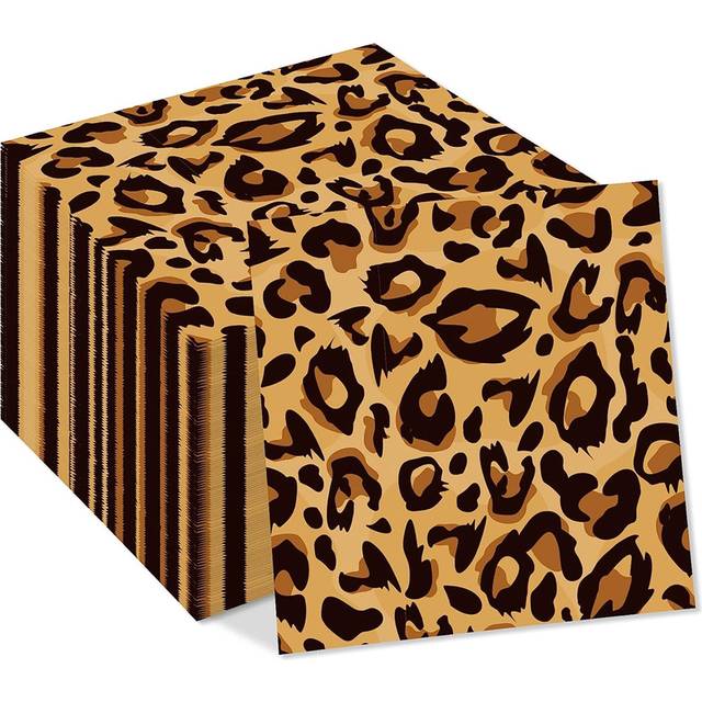 SHEIN 20pcs Animal Leopard Print Party Napkins Disposable Jungle Animal Leopard Print Tableware Dinner Napkin for Safari Leopard Themed Birthday Baby Shower