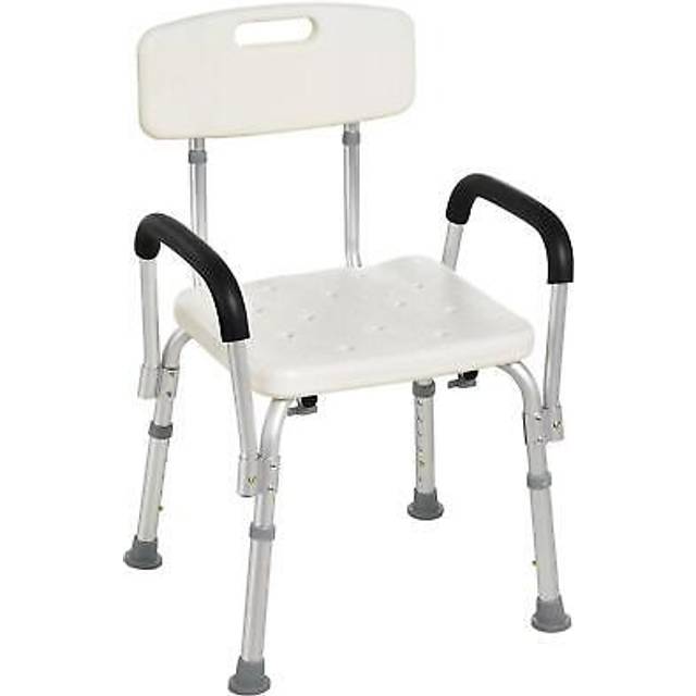 HOMCOM Light Weight Aluminum Shower Bench Portable Lift Chair w/ Back & Armrest