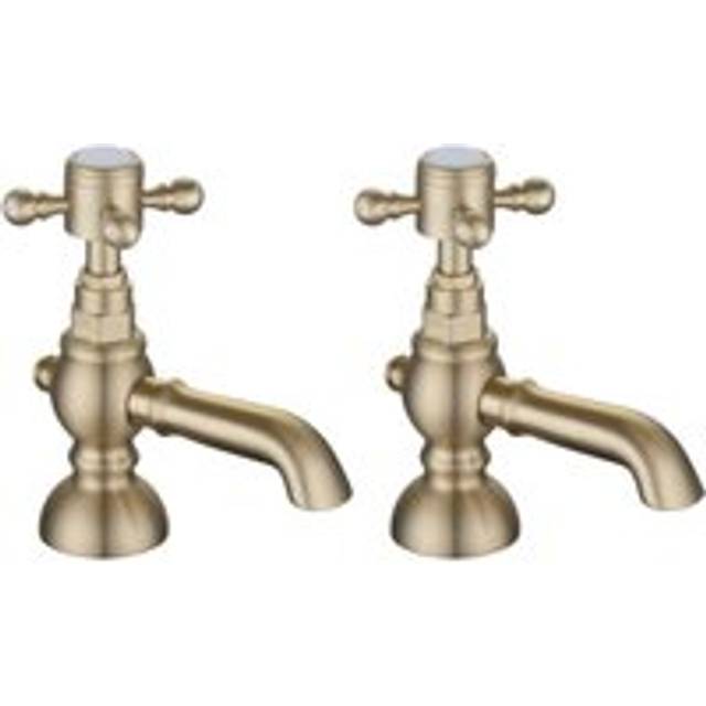 Signature Greenwich Basin Taps Pair Pillar Mounted - Brushed Brass