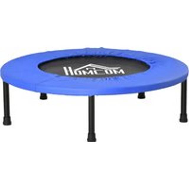 HOMCOM 32" Mini Fitness Trampoline Home Gym Yoga Exercise Rebounder Indoor Outdoor Jumper with Safety Pad, Support Up to 100 KG, Blue and Black