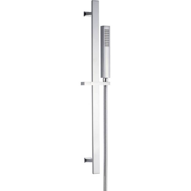 Ren| Chrome Wall Mounted Slider Rail Shower Kit With Brass Handset & Shower Hose