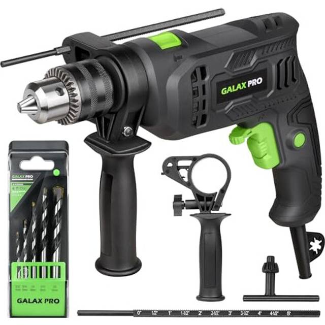 GALAX PRO Hammer Drill, 600W Electic Corded Drill, 13mm Metal Chuck, 0-3000RPM, Powerful Variable Speed Drill for Drilling in wood, soft metals