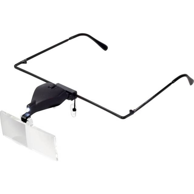 TOOLCRAFT TO-5137812 Förstoringsglasögon med LED-belysning Förstoringsfaktor: 1.5 x, 2.5 x, 3.5 x Linsstorlek: (L x B) 74 mm x 35 mm Klar, Vit