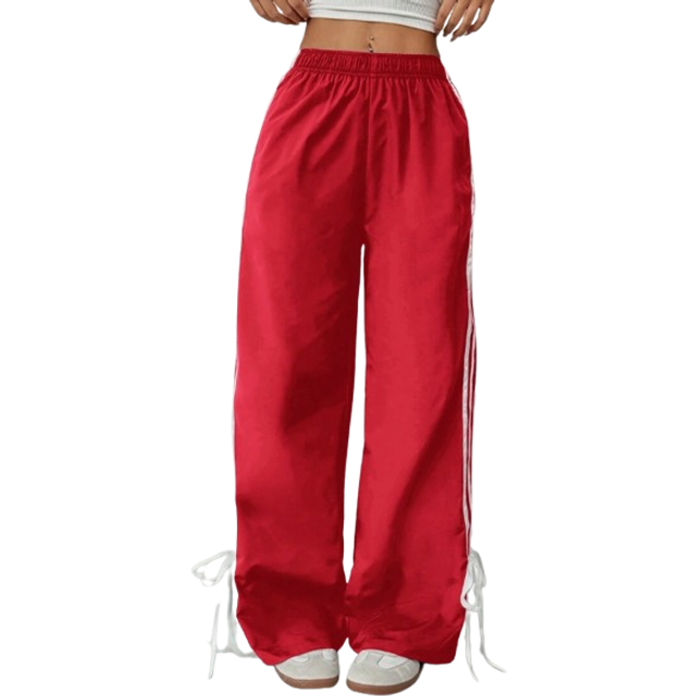 SHEIN Women&#39;s Side Striped Tie-Up Long Pants