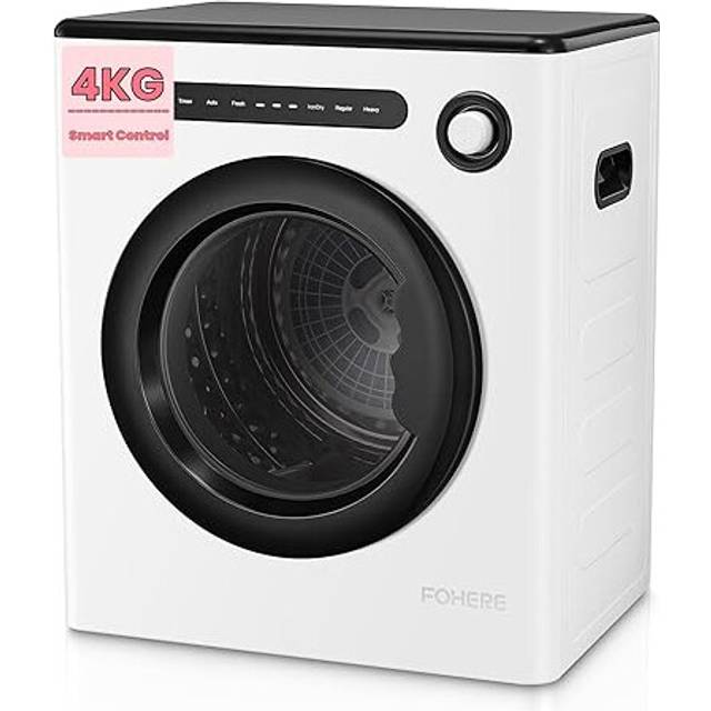 4KG Vented Tumble Dryer, FOHERE 1200W Compact Vented Tumble Dryer, 6 Auto Drying Mode