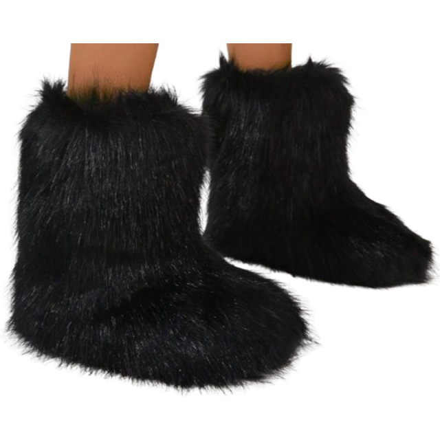 SHEIN Fluffy Lined Tall Boots For Women, Warm & Anti-Slip Winter Fuzzy Mid-Calf Snowboots, Fashionable