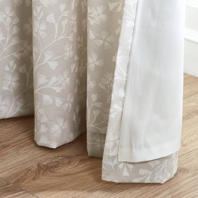 Catherine Lansfield Brooke Floral Ready Made Eyelet Curtains Natural - Beige