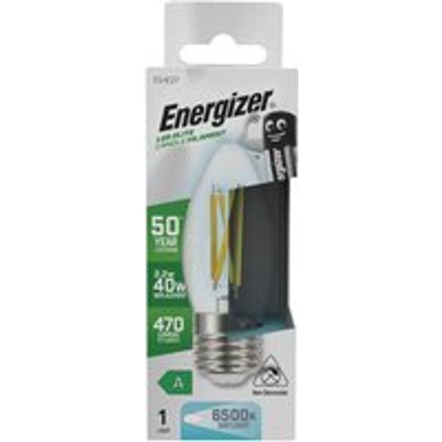 Energizer, Candle 2.2w LED Bulb, Filament E27 Screw, A Rated - 6500K Cool White