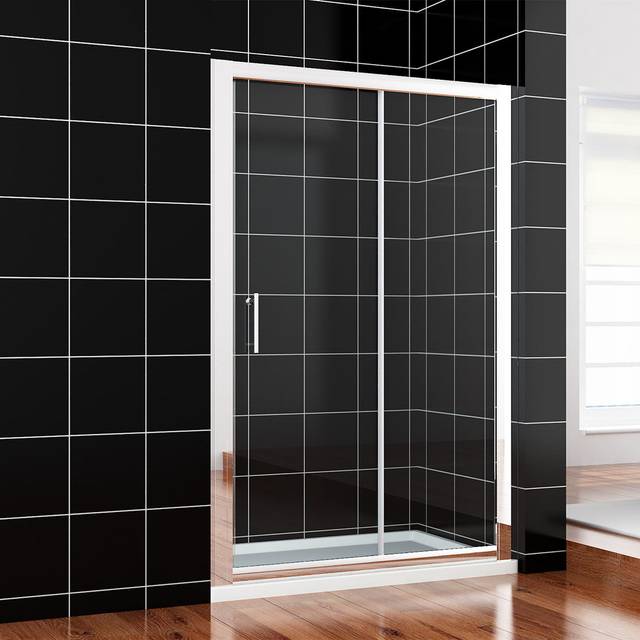 Sliding shower door enclosure and tray 6mm glass cubicle screen 1000-1700mm