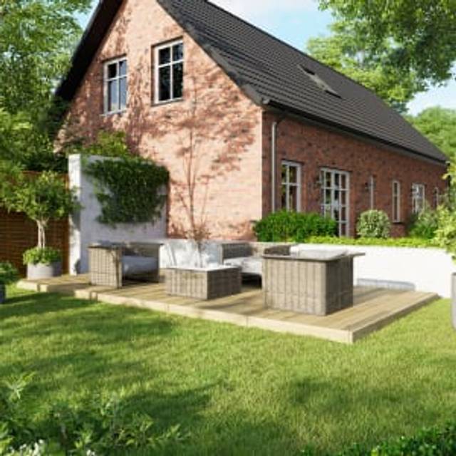 Powersheds Treated Timber Decking Kit 10ft x 20ft - Light Brown Reversible Dual-Profile Boards