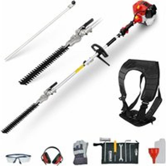 52cc Long Reach Petrol Hedge Trimmer and 75cm Extension Pole, Precision Trimming for Tall Hedges & Bushes, Easy to Use, High Performance, Durable