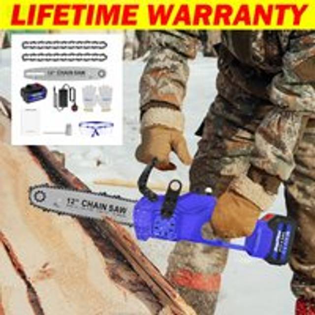Briefness - 12" inch 4000W Cordless Chainsaw Electric One-Hand Saw Wood Tree Cutter Battery