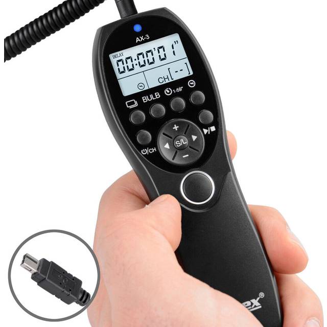 ayex Timer-fjärrutlösare AX-3 kompatibel med Nikon DC2 zB Z7 Z6 D7500 D7100 D750 D610 D90 D5600 D3300 Low/High Speed seriebilder, långtidsexponering glödlampa och tidsstyrd utlösning