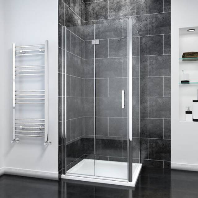 Frameless shower enclosure bi fold door 6mm clear glass cubicle with side panel
