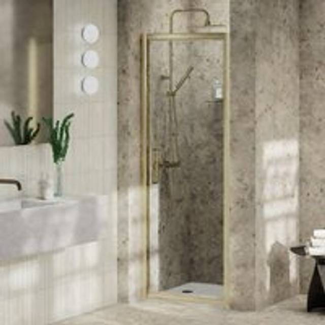 Pluvia 8mm Sliding Shower Door - 1100 x 2000mm - Gold - One Size