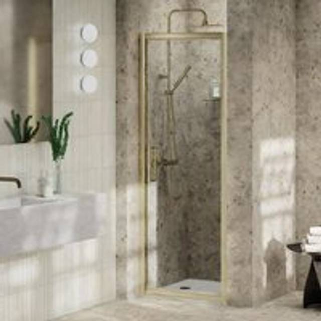 Pluvia 8mm Pivot Shower Door - 1000 x 2000mm - Gold - One Size