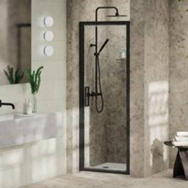 Pluvia 8mm Pivot Shower Door - 900 x 2000mm - Black - One Size