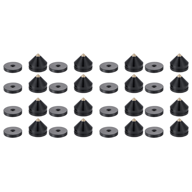 16 Set Speaker Stand Feet Foot Pad Aluminium Alloy Metal Spikes Cone Floor Nail Black