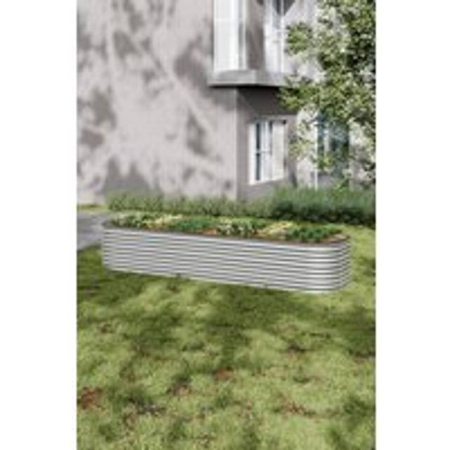 Silver Galvanized Steel Raised Garden Bed for Flower & Plant - One Size