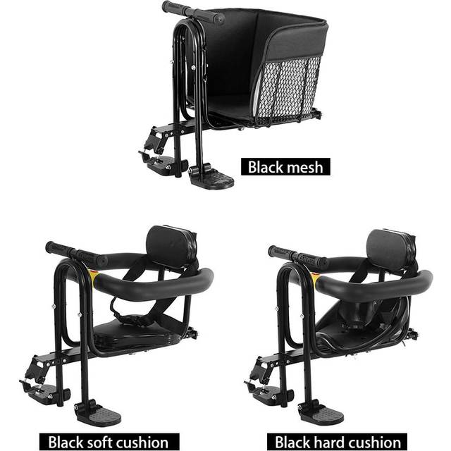 Front Bicycle Seat Child Safety Child Saddle with Pedals and Support for MTB Road Bike black
