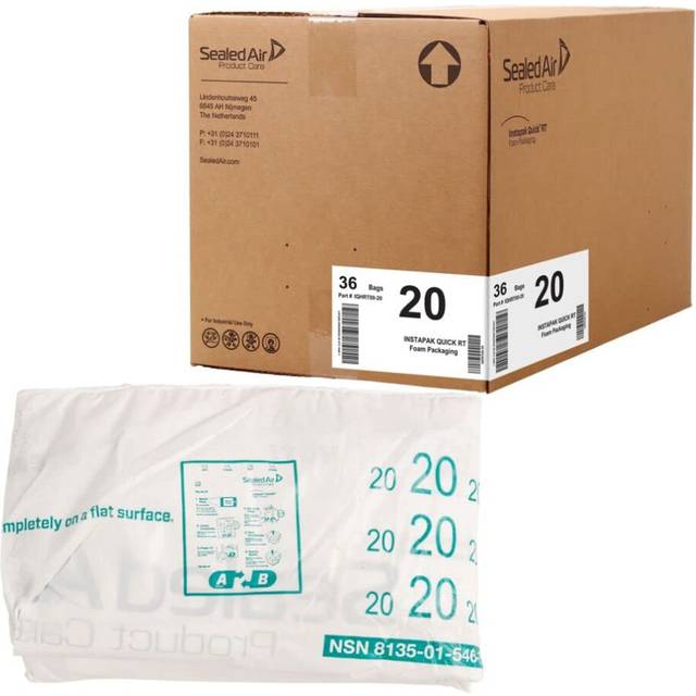 Sealed Air Instapak Quick Rt #20 Heavy Duty Expandable Foam Bag, For 10X10X10 Box, Pack Of 36, Expandable Foam Packaging Bags For Shipping Boxes, 18X