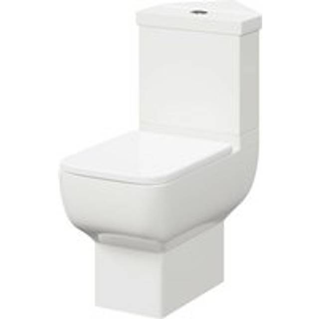 Wholesale Domestic Tacoma Open Back Close Coupled Corner Toilet with Soft Close Toilet Seat | White | ABS Polished Chrome | 365mm x 450mm x 600mm