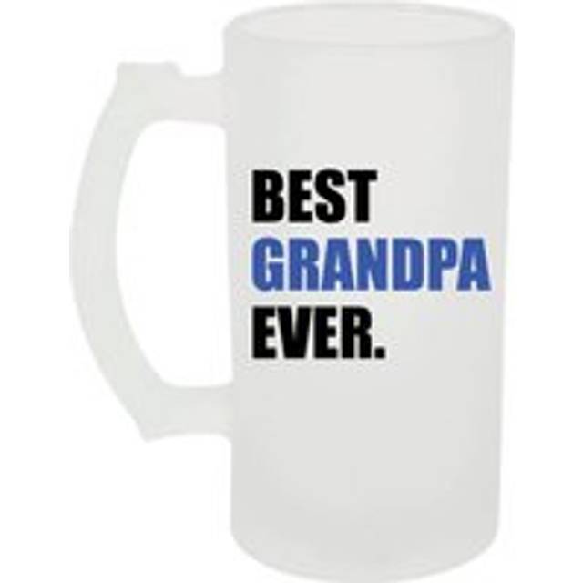 Frosted Beer Stein Best Grandpa Ever Glass Blue - White - One Size