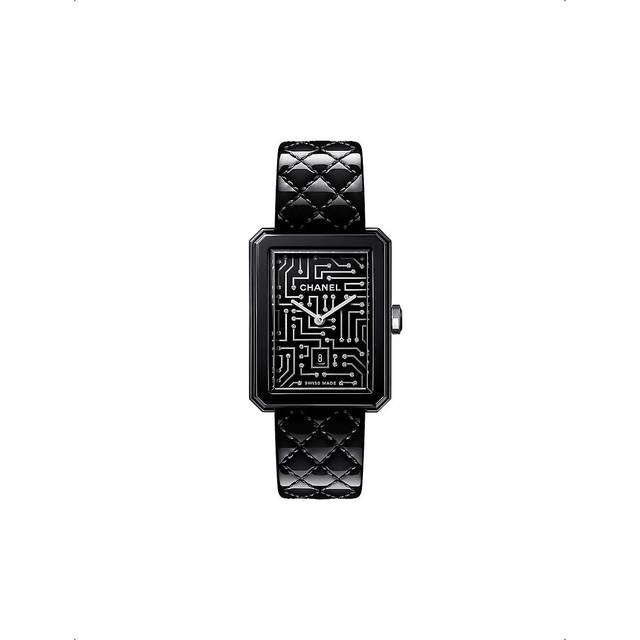 Chanel Womens Black H7946 Boy&#183;friend Cyberdata Steel and 0.08ct Round-brilliant Diamond Quartz Watch 1 Size - BLACK