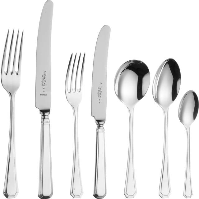 Arthur Price Grecian Stainless Steel Cutlery Set, 56 Piece/8 Place Settings