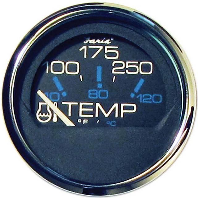"Faria Chesapeake Black 2"" Water Temperature Gauge (100-250&deg;F)"