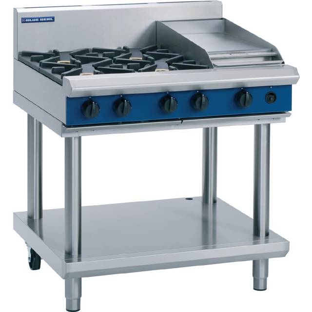 Blue Seal Evolution Cooktop 4 Open/1 Griddle Burner LPG on Stand 900mm G516C-LS/L
