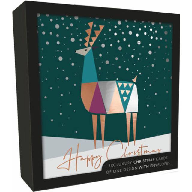 Box of 6 Foil Reindeer Luxury Hand-Finished Christmas Cards Card Boxes