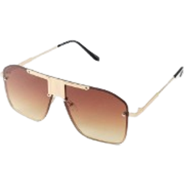 Metal Detail Visor Sunglasses - Brown - One Size