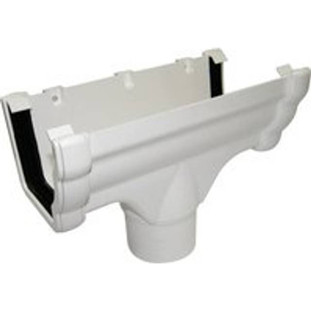 FloPlast Ogee Gutter Running Outlet for 80mm Downpipe - 110mm x 80mm White