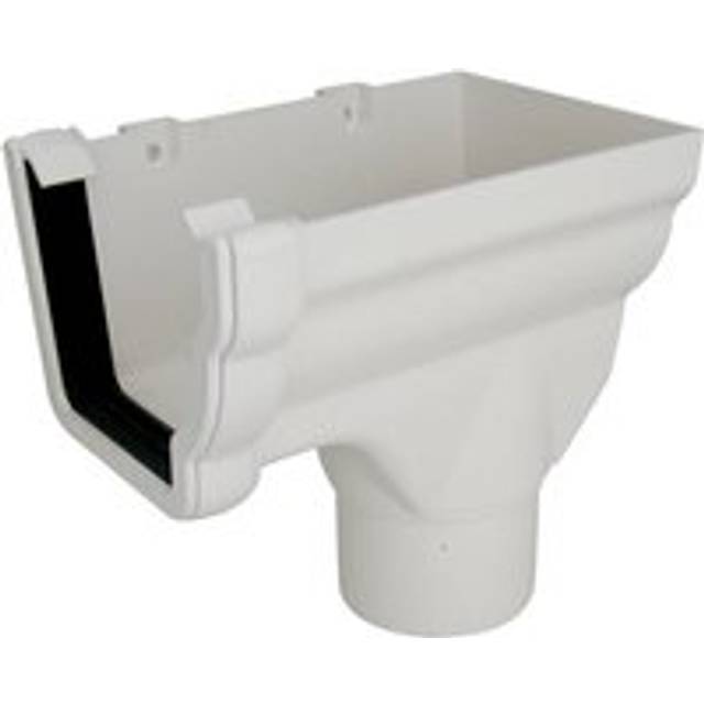 FloPlast Ogee Gutter Stopend Outlet Right Hand for 80mm Downpipe - 110mm x 80mm White