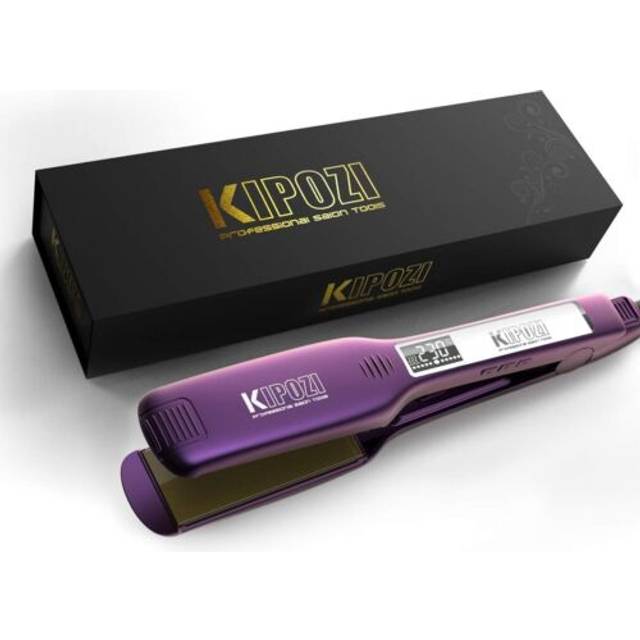 Kipozi hair straighteners wide flat iron titanium plate dual voltage 240v purple
