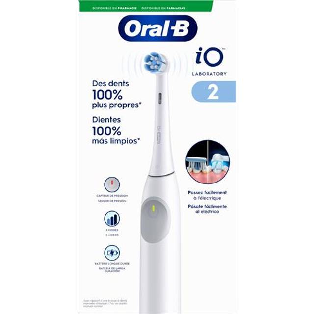 Brosses à dents électriques-Oral-B IO Laboratory 2 Brosse à Dents Rechargeable 3 Modes Intelligents + Accessoires (Couleur : Blanche