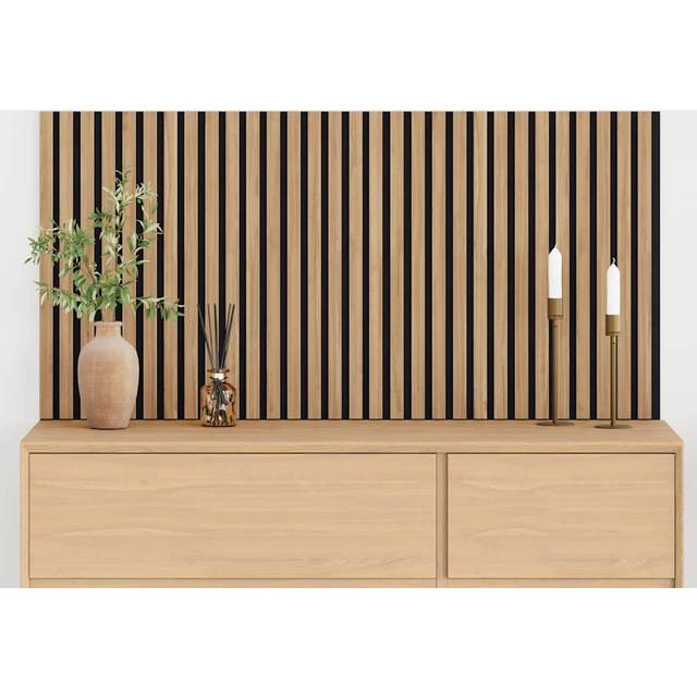 vidaXL Acoustic Wall Panels 2 pcs Slatted 60.5x60 cm Oak Veneer - Brown