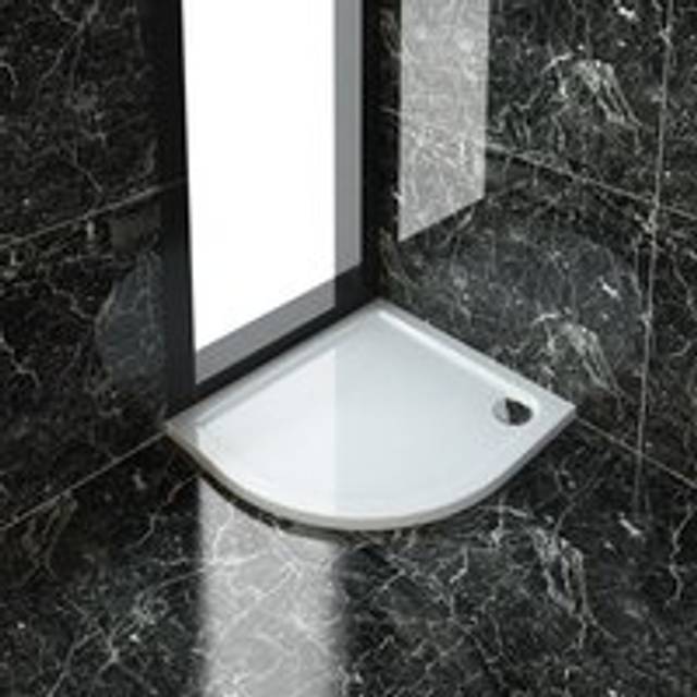 ELEGANT 800x800mm Ultra - Slim Stone Resin Quadrant Shower Tray + 90mm Waste