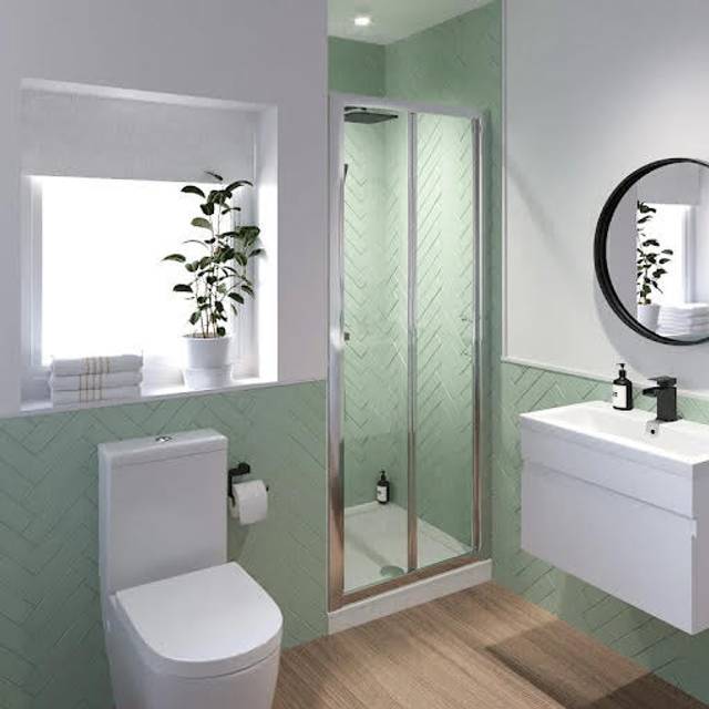 Luxura Bifold Shower Door 800mm with 800 x 800mm Raised Non Slip Tray and Waste - 6mm